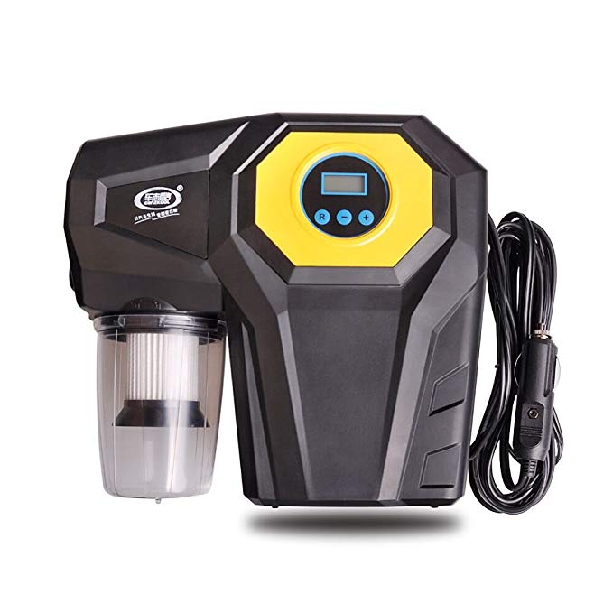 4 In 1 Car Digital Tire Inflator 12V DC Wet & Dry Dual-Use Car Vacuum Cleaner Car Tire Pressure Measurement With Lighting