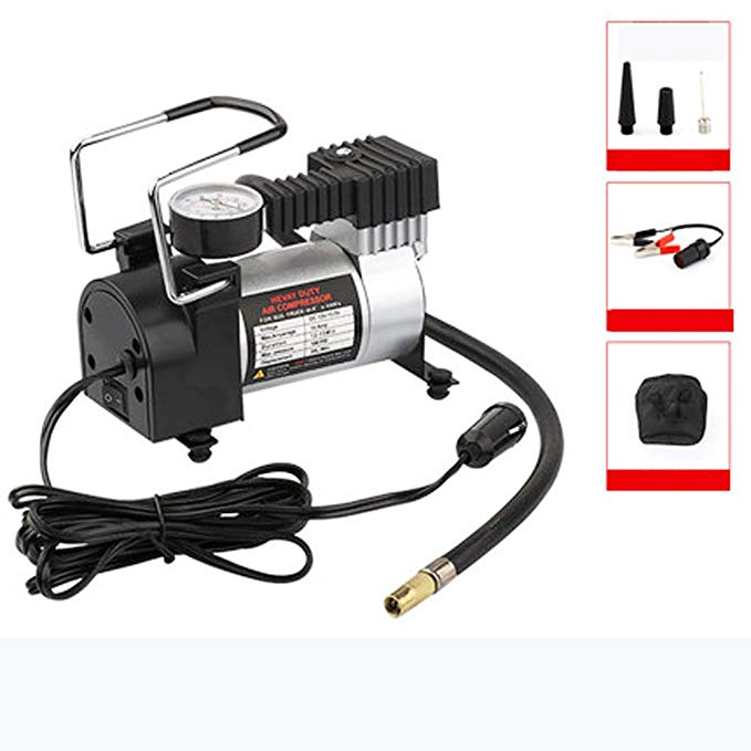 Q&F Air Compressor Pump 12vcar Tyre Inflator Pump 12v Dc Portable Car Air Pump For Tires Tyre Inflator With 3m Extension Tube