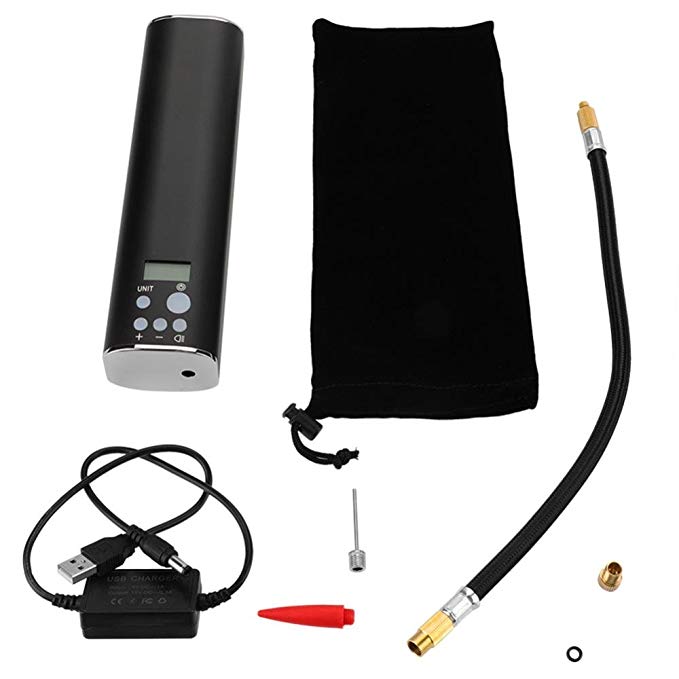 USB Rechargeable Air Inflator Protable Air Compressor Hand Held Tire Pump with Digital LCD LED Light for Electric Bike Bicycle Tires