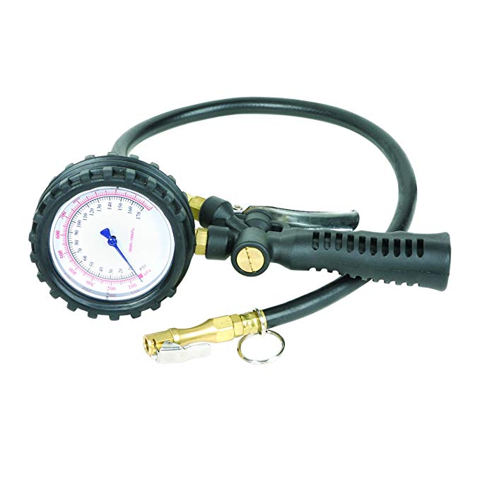 Legacy Straight-On Chuck Inflator Gauge with Bleeder, Locking, 24 in. Hose (0-170 PSI) - AL2025