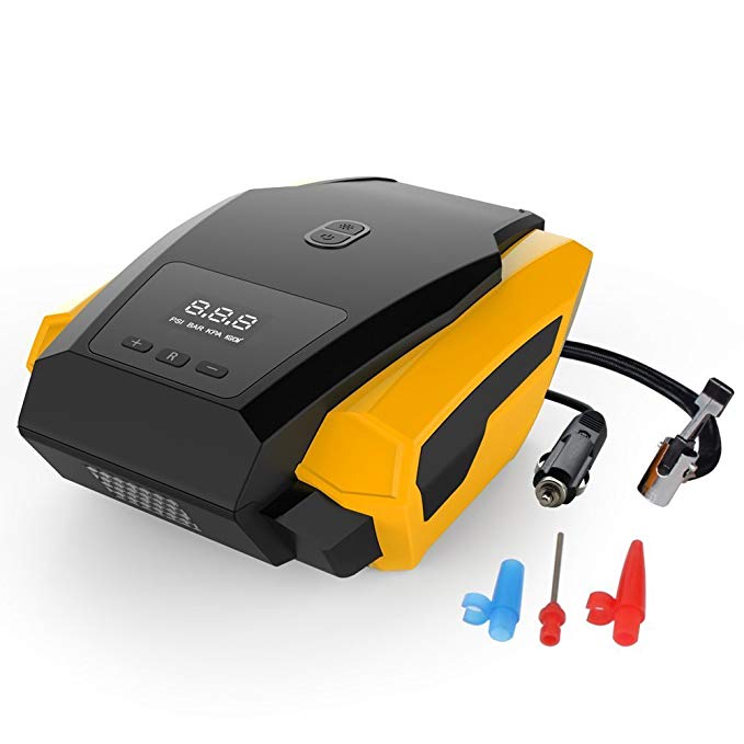 OMINGX Tire Inflator - 12V Air Compressor Pump - Portable And Easy To Use - Perfect For Car, Bike And Sporting Equipment By 150 PSI Tire Pump for Car, Truck, Bicycle, RV and Other Inflatables