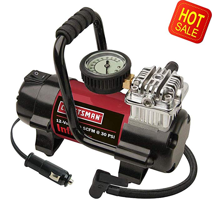 Portable Air Compressor Inflator Red Black 12 Voltage Durable Aluminium Pump Car 100 PSI Tire Pressure