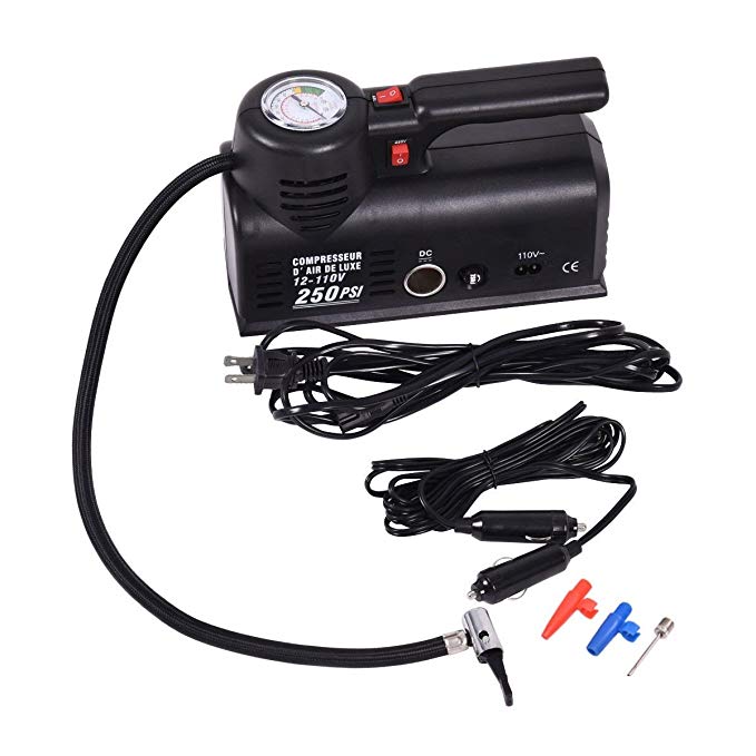 Mini 12V 250PSI Air Compressor Tire Inflator Tool for Car Use Black Only By eight24hours