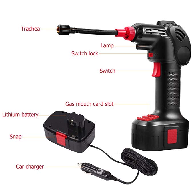 Cordless Auto Stop Tire Inflator with 1800 mAh Lithium Battery & Charger & Digital Pressure Gauge, Pro Portable Air Pump Handy Tool